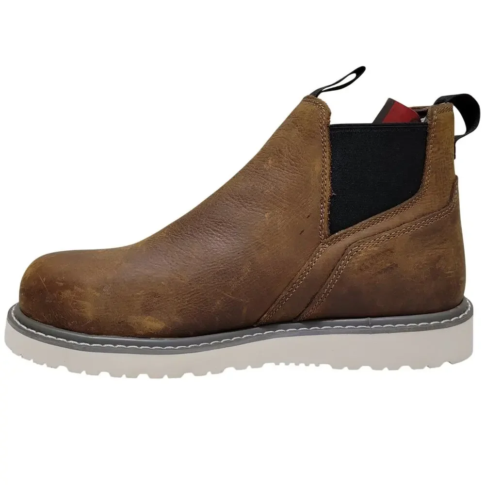 Wolverine Men Trade Wedge Romeo Steel Toe Chelsea Work Boots Size US 8M Brown